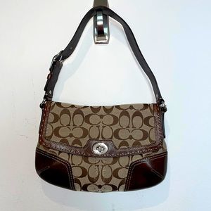 COACH Brown and Tan Logo Shoulder Bag